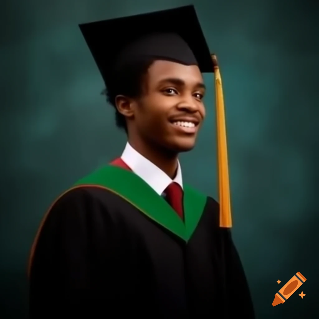 Young adult man in graduation attire smiling
