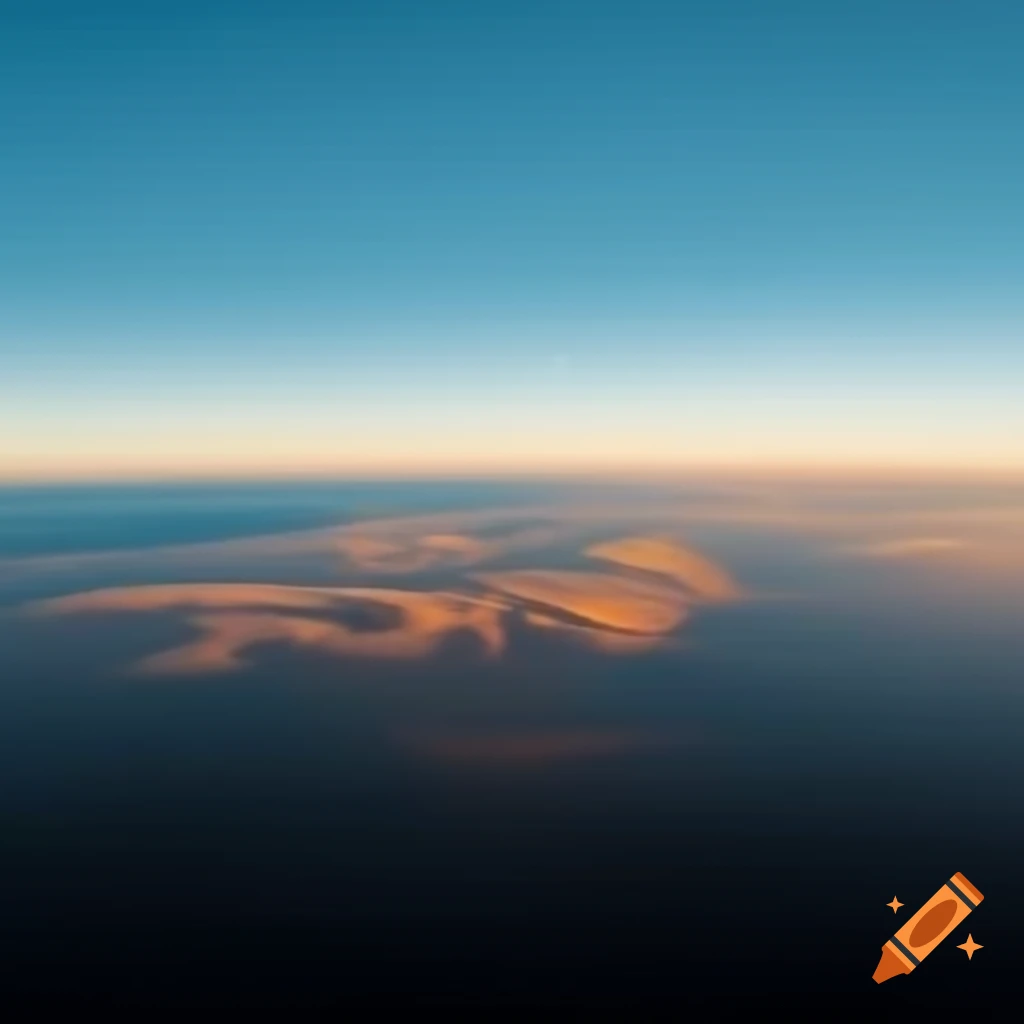 Dramatic horizon view with colors blending at sunset