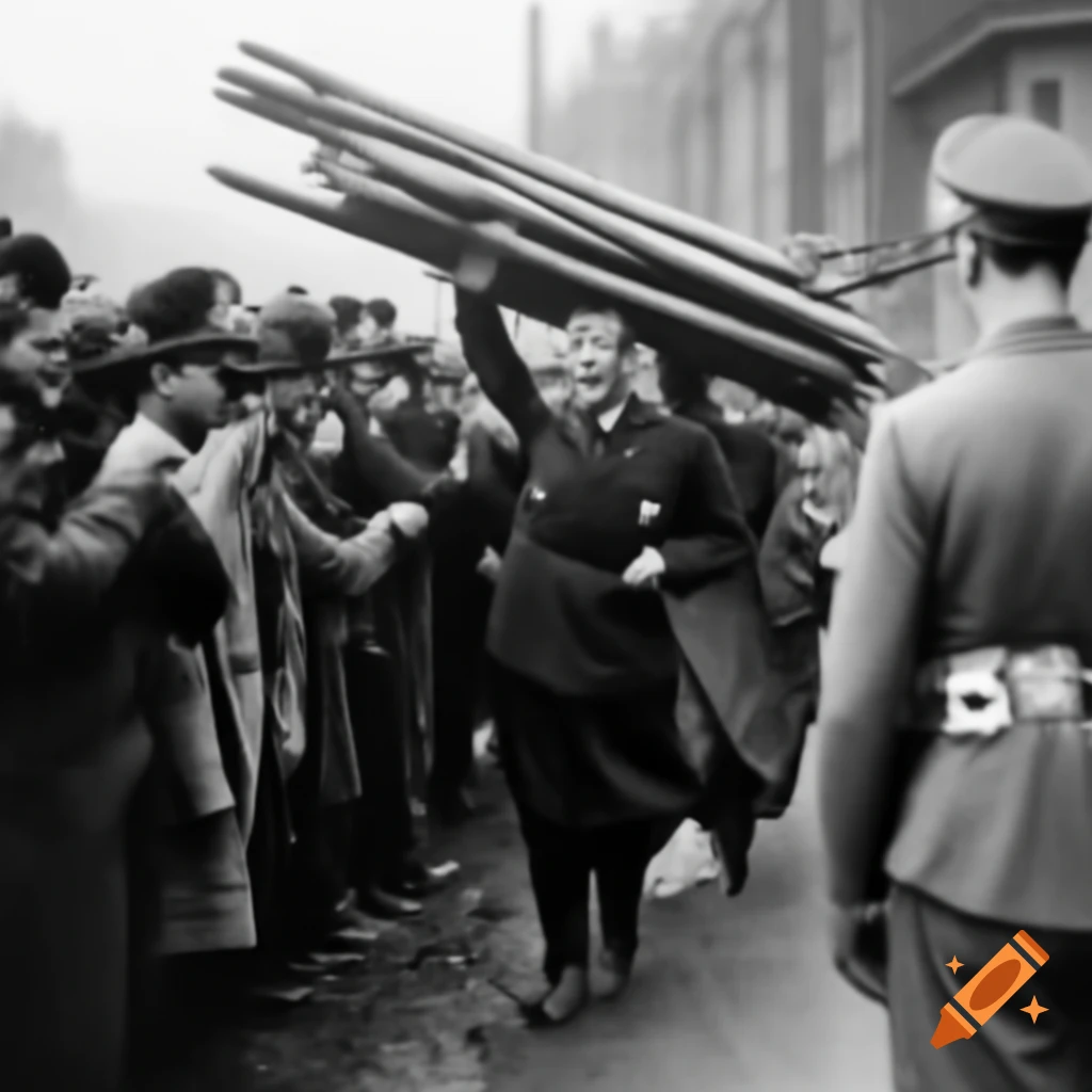 Historical figure carrying wood sticks