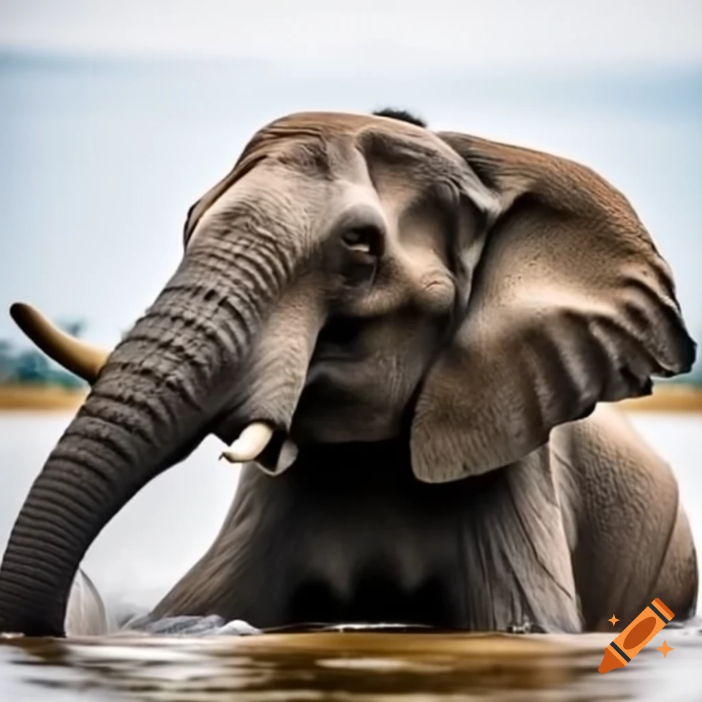 Elephant walking on water