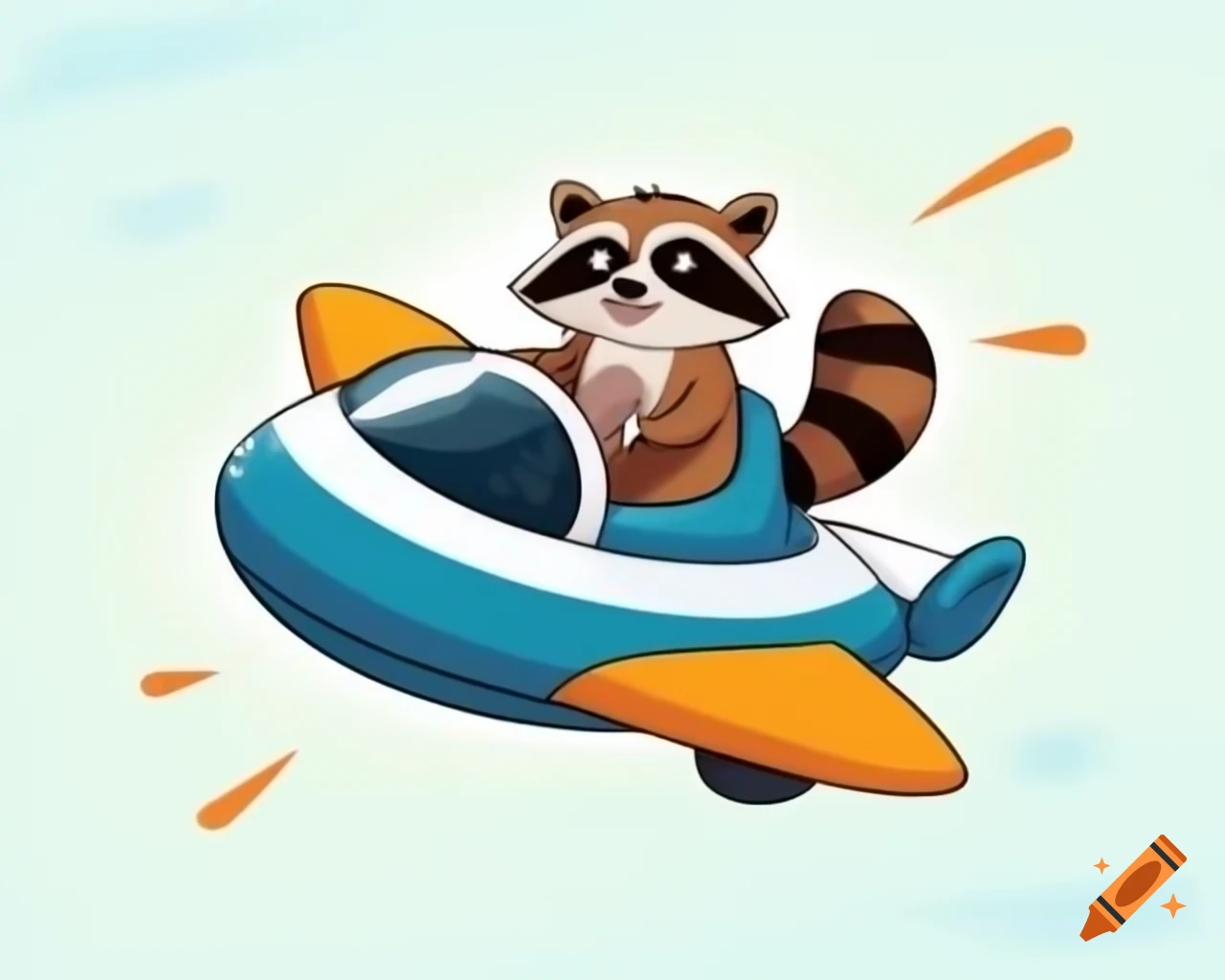 Comic illustration of raccoon driving a UFO