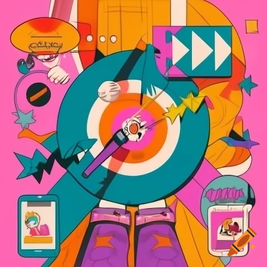 Graphic Illustration Of Pop Culture Elements Influenced By Social Media 