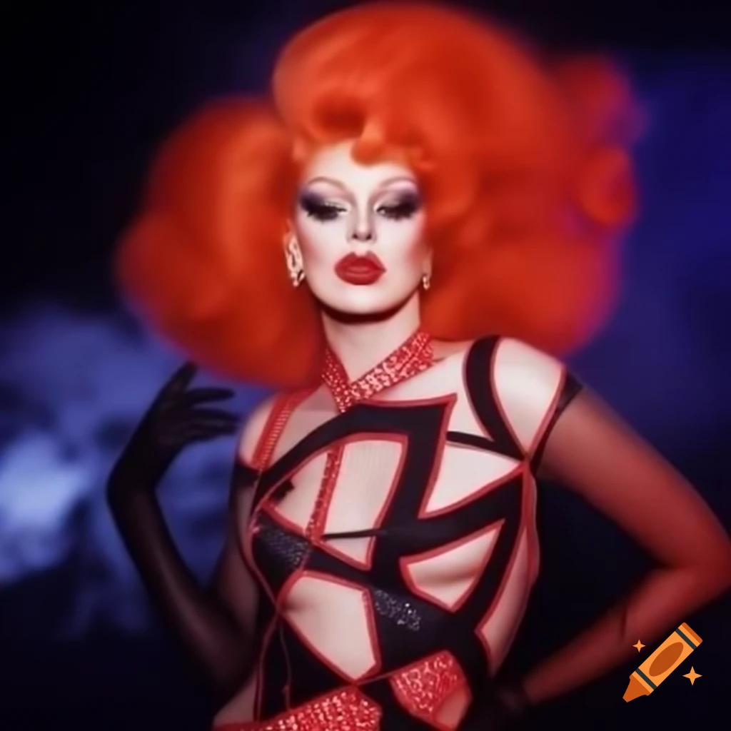 Colorful high-impact punk fashion with fierce asymmetrical hairstyle
