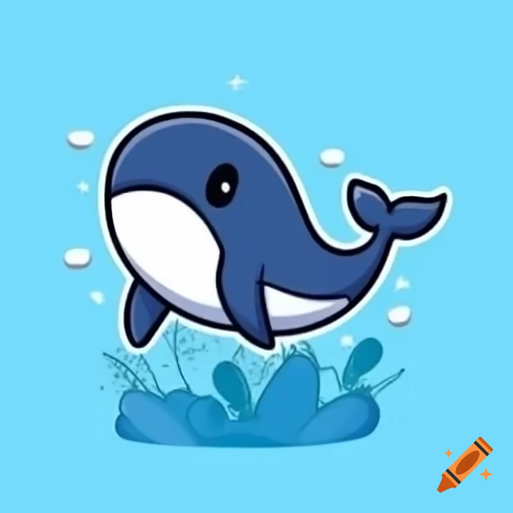 Cute chibi whale illustration