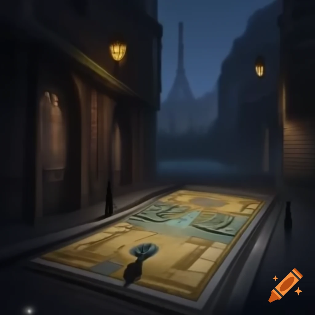 19th century Paris RPG board with gas lamps and cobblestone streets