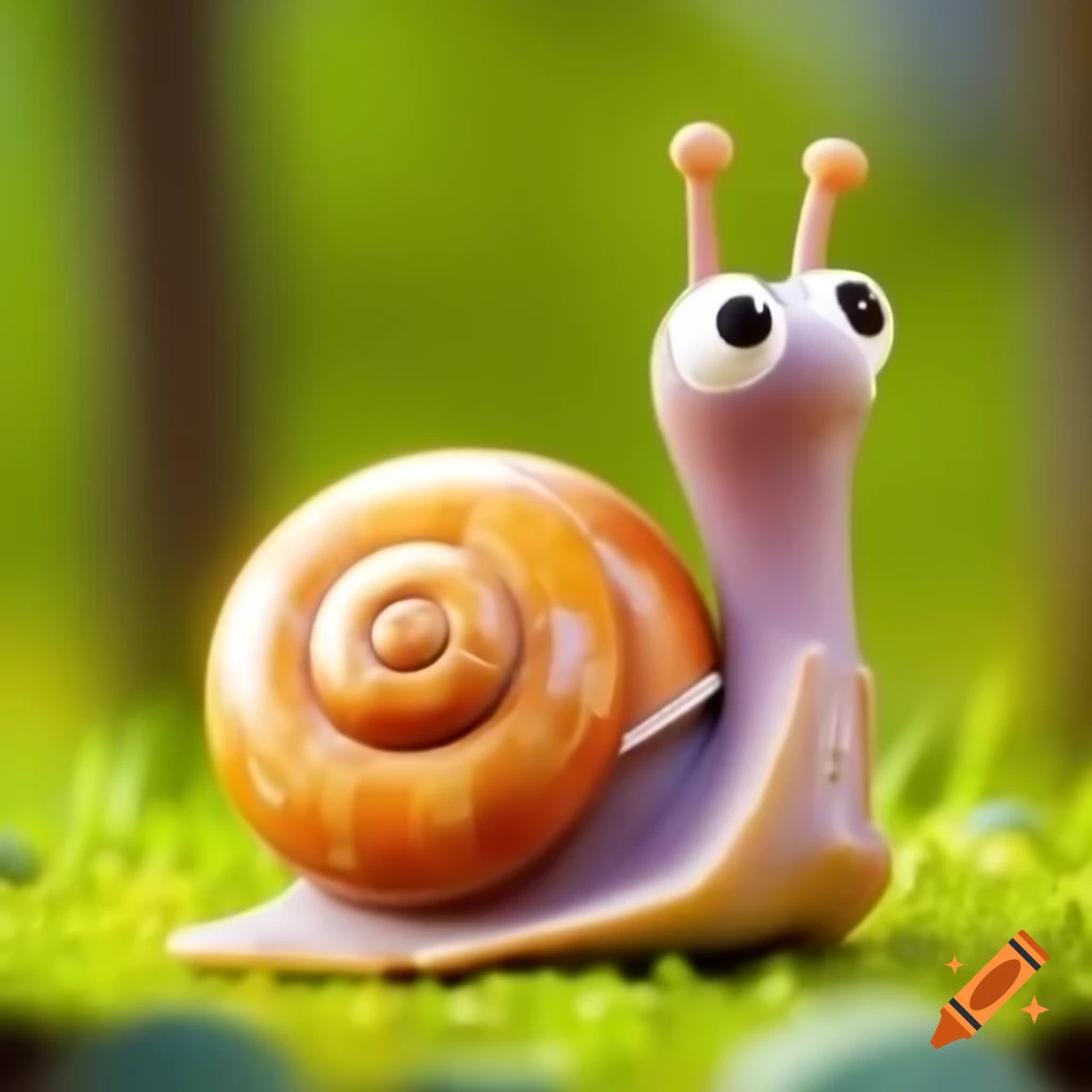 Cartoon snail with 'SNAIL' on its shell