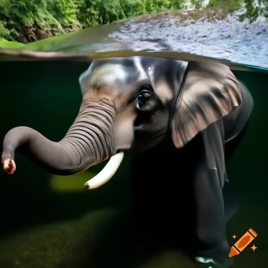 Elephant walking on water