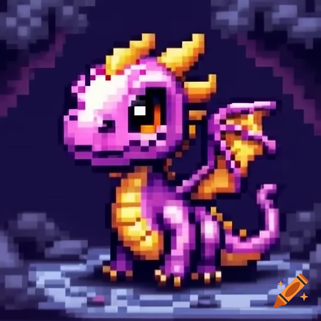 Pixel art of a baby storm dragon