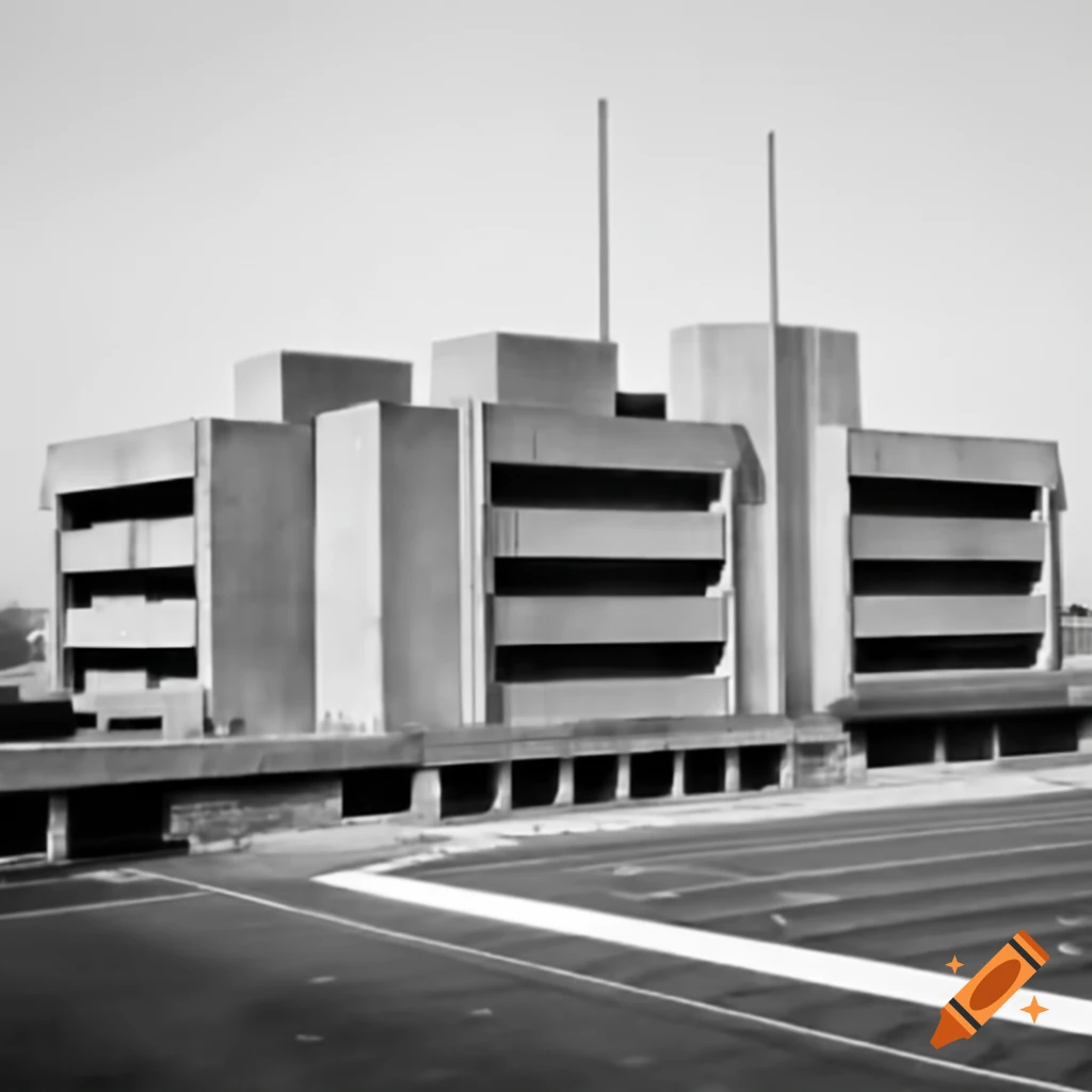 1950s brutalist architecture of an American football field