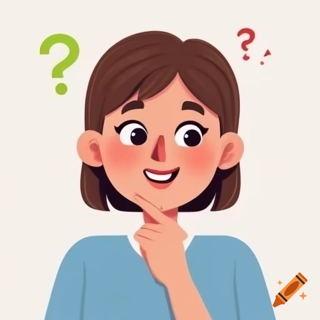 Cartoon of smiling young woman against white background