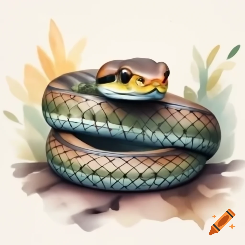 Watercolor painting of a snake
