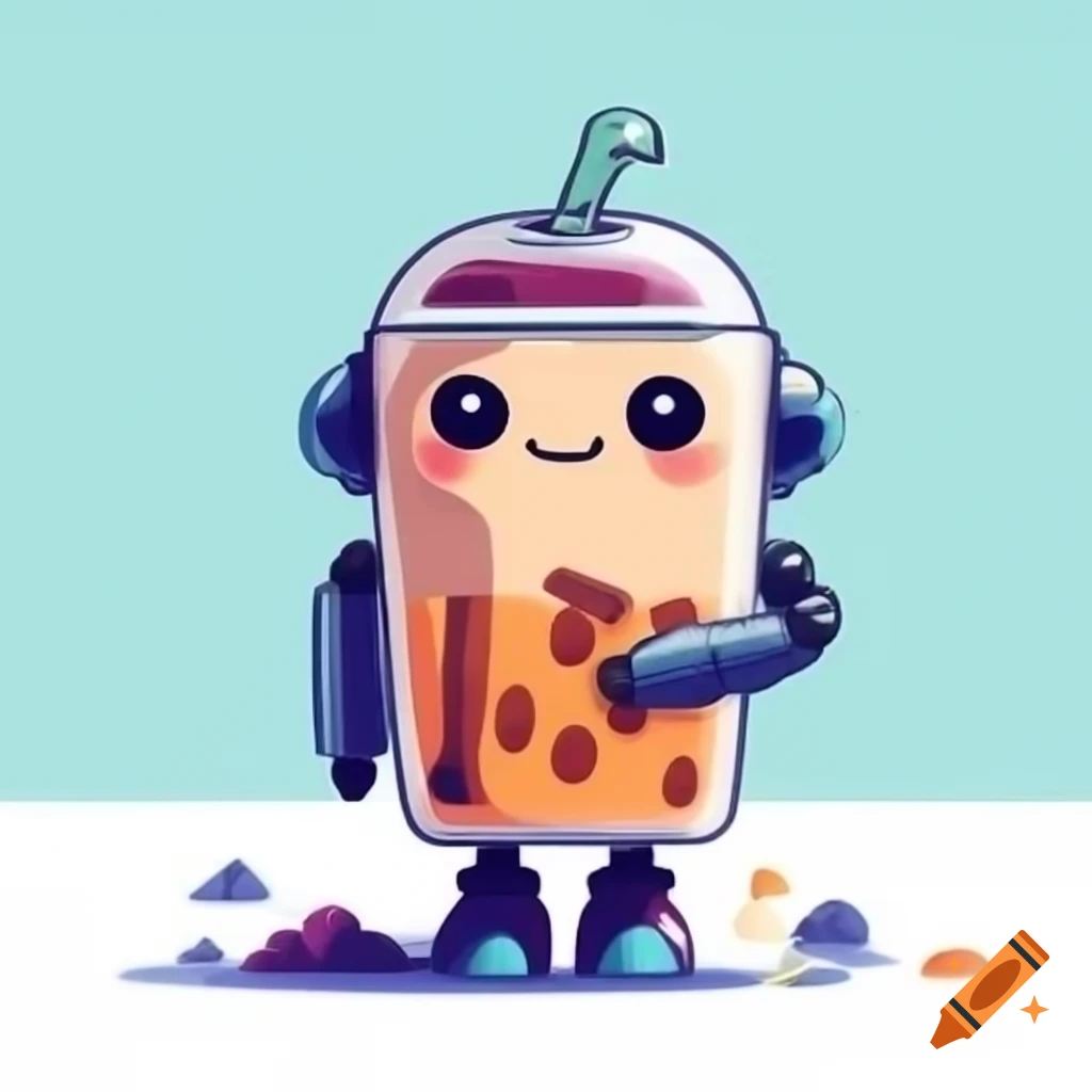 Enchanted vector robot with boba body design