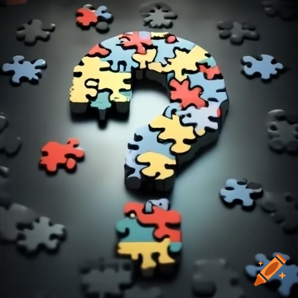 Question mark formed by colorful puzzle pieces