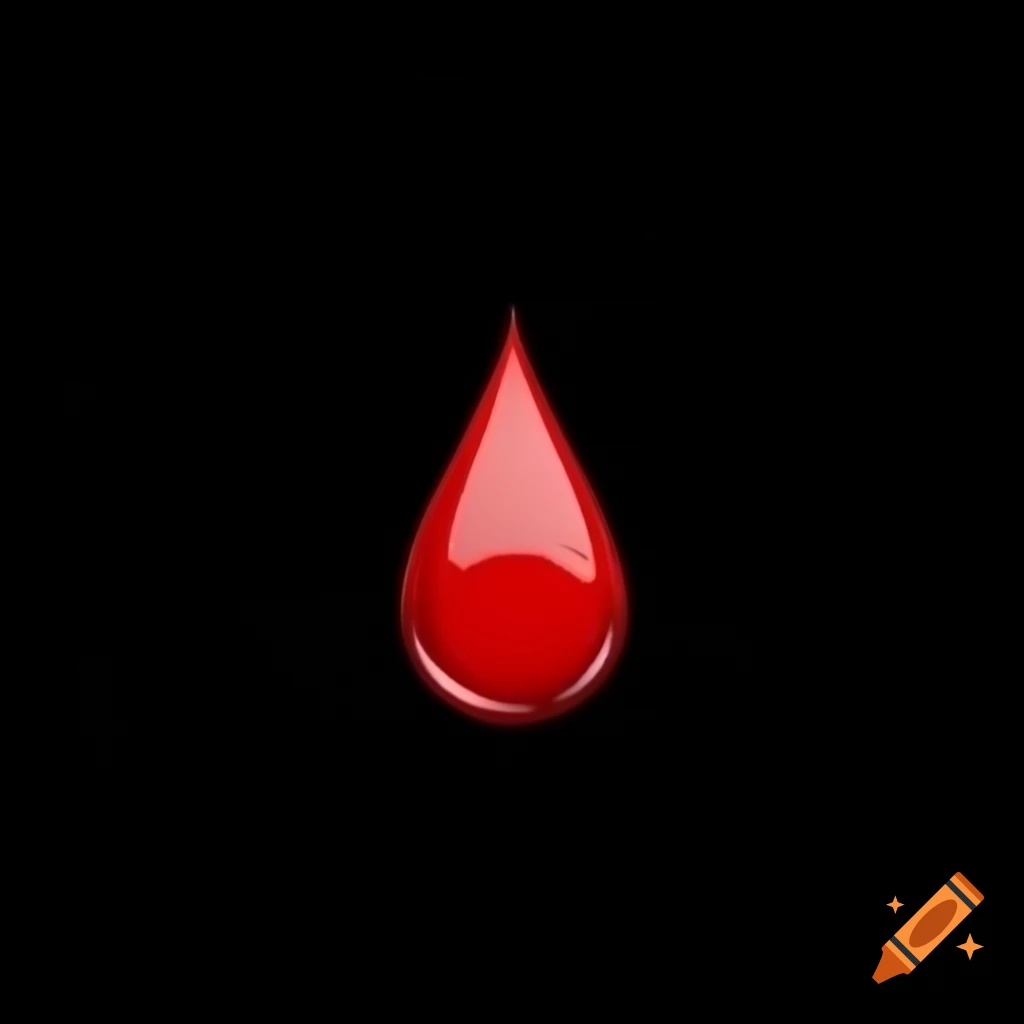Red blood drop on black background