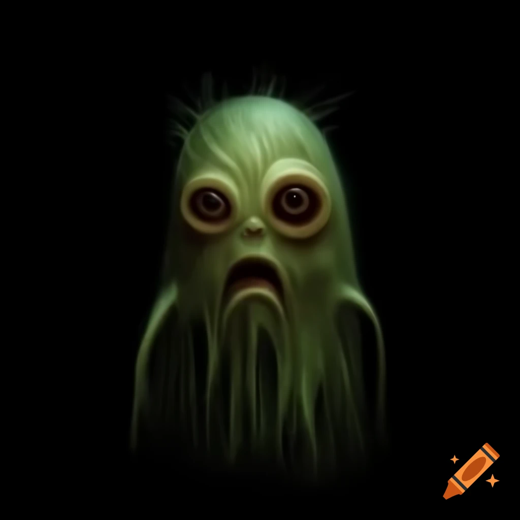 Spooky creature on black background