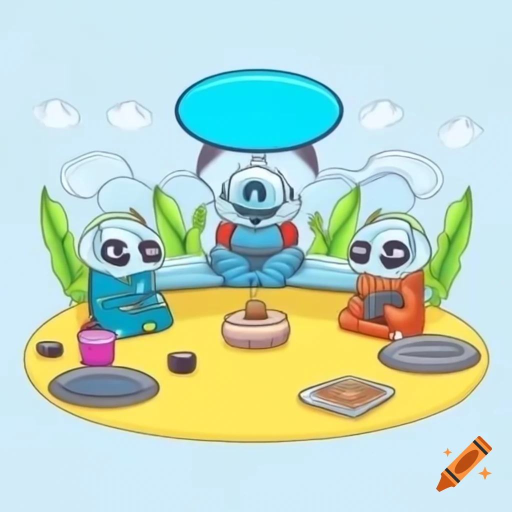 1950s sci-fi cartoon picnic featuring aliens