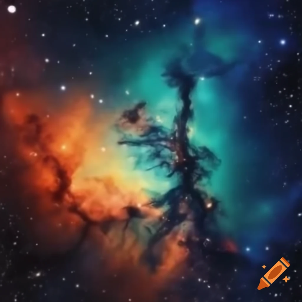 Tileable galaxy pattern in orange and teal