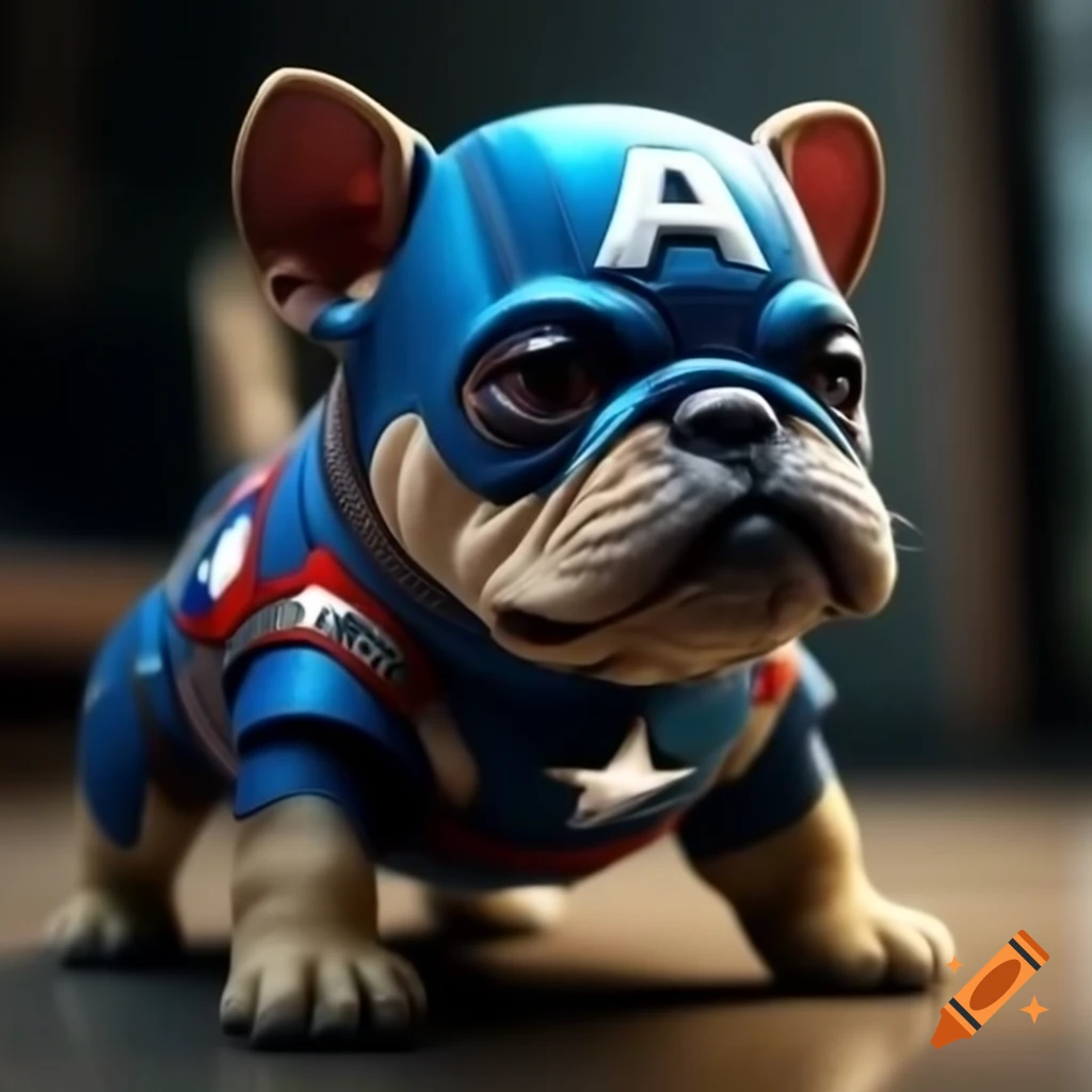 Realistic dog designed as Captain America