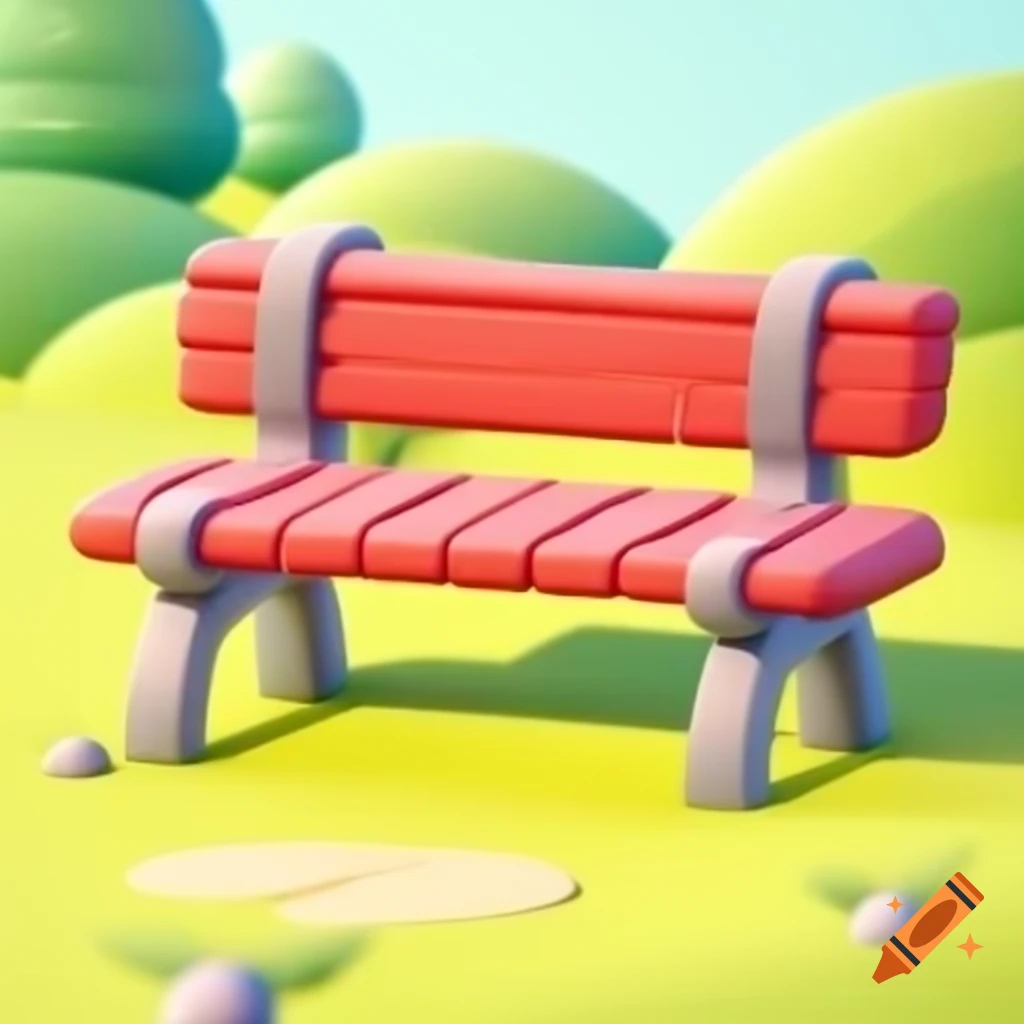 Cartoon illustration of a beautiful bench seat