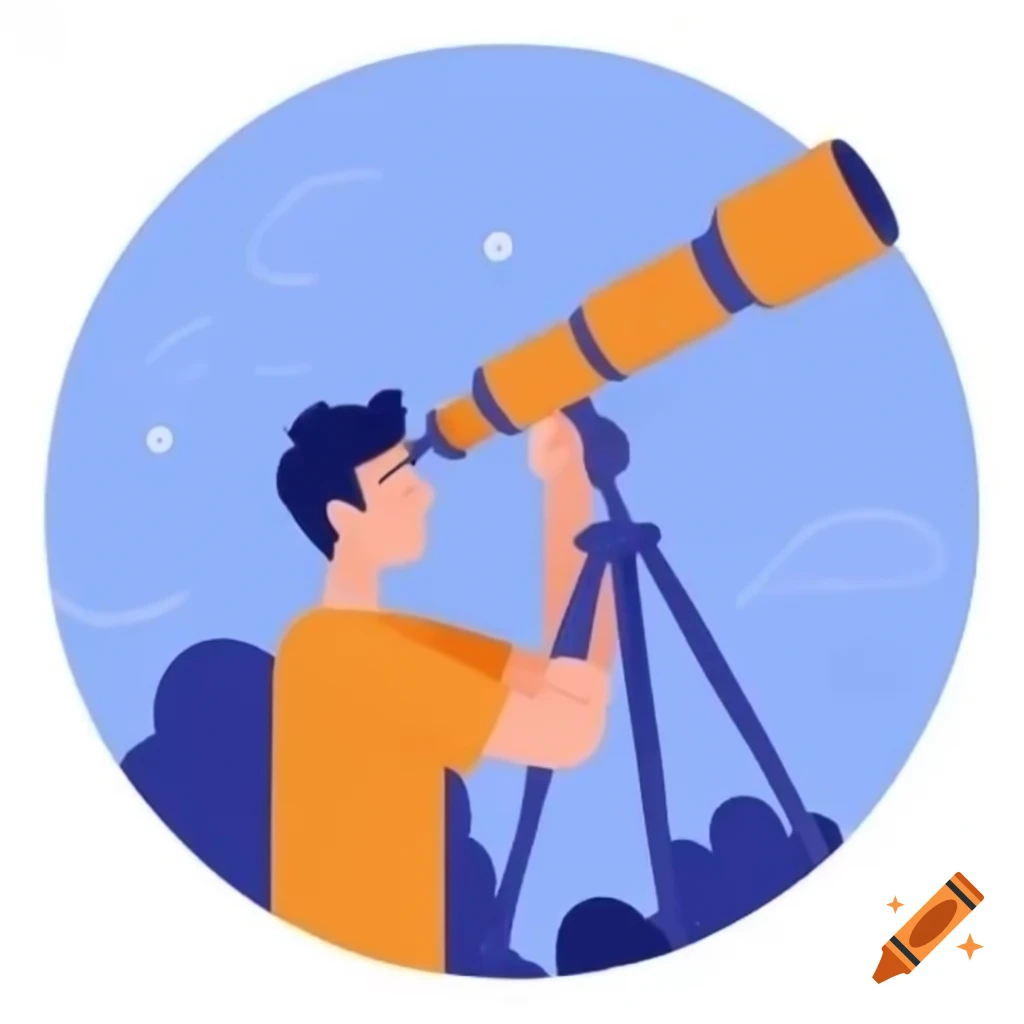 Man observing stars with telescope at night