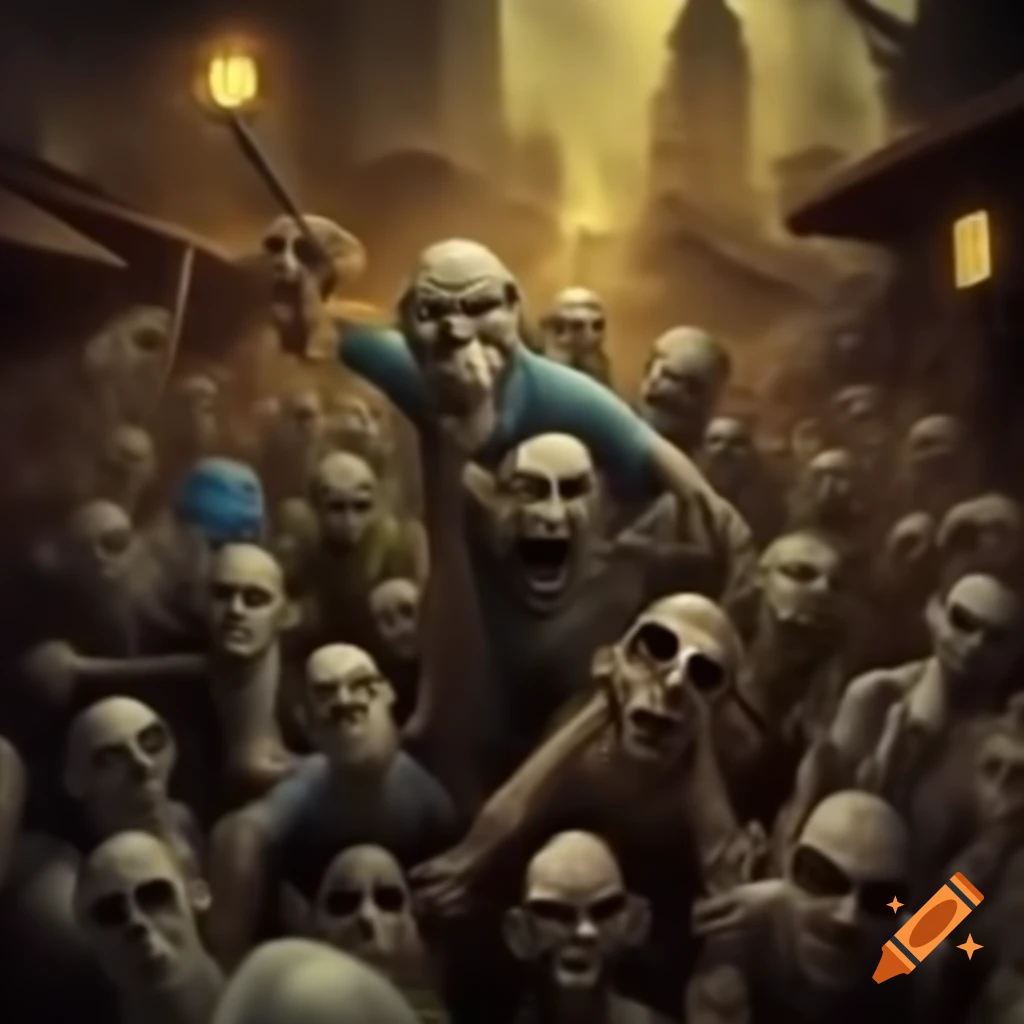 Zombies approaching a town inhabited by survivors