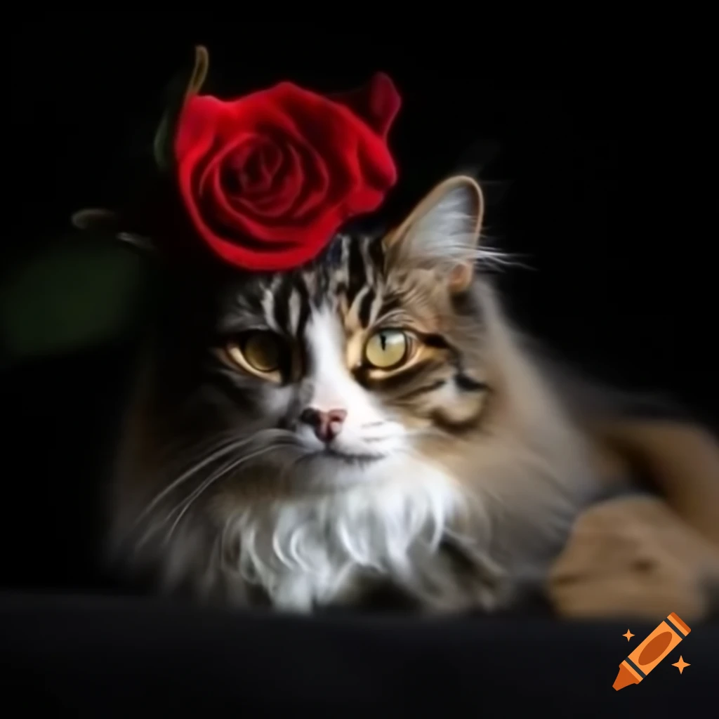 Black and red rosetted calico-tabby female cat with white spotting