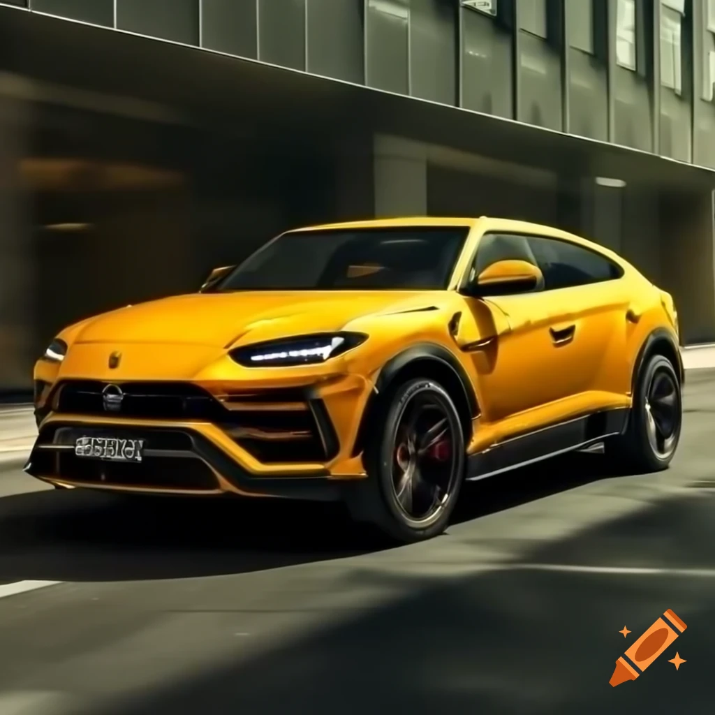 Yellow Lamborghini Urus six-wheel pickup
