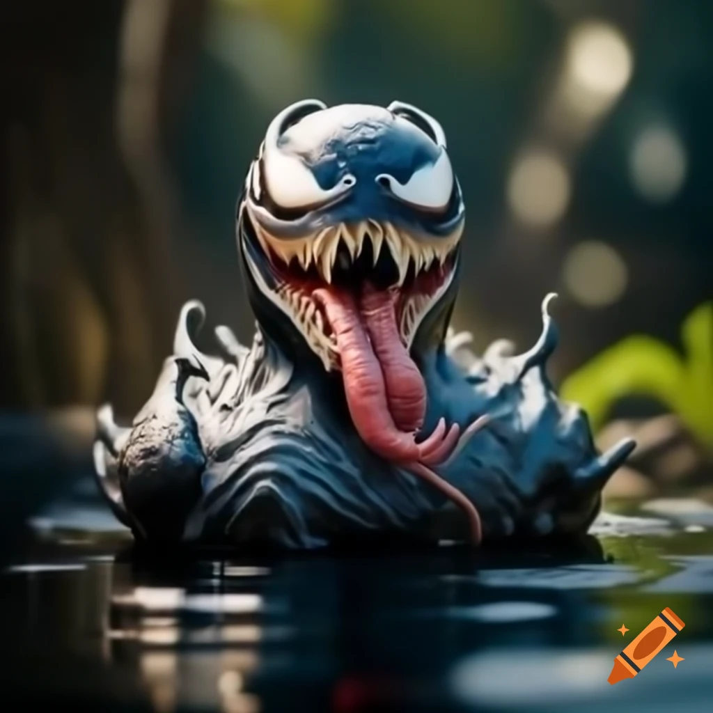 Realistic rubber ducky-shaped venom in water