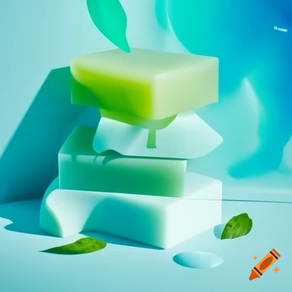 Minimalistic abstract image evoking freshness with mint green and light blue colors