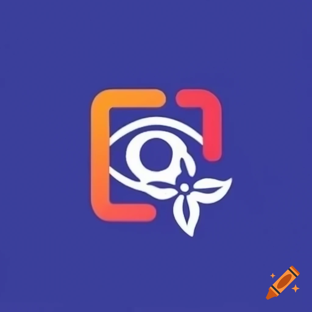 Logo combining an eye and an iris flower design
