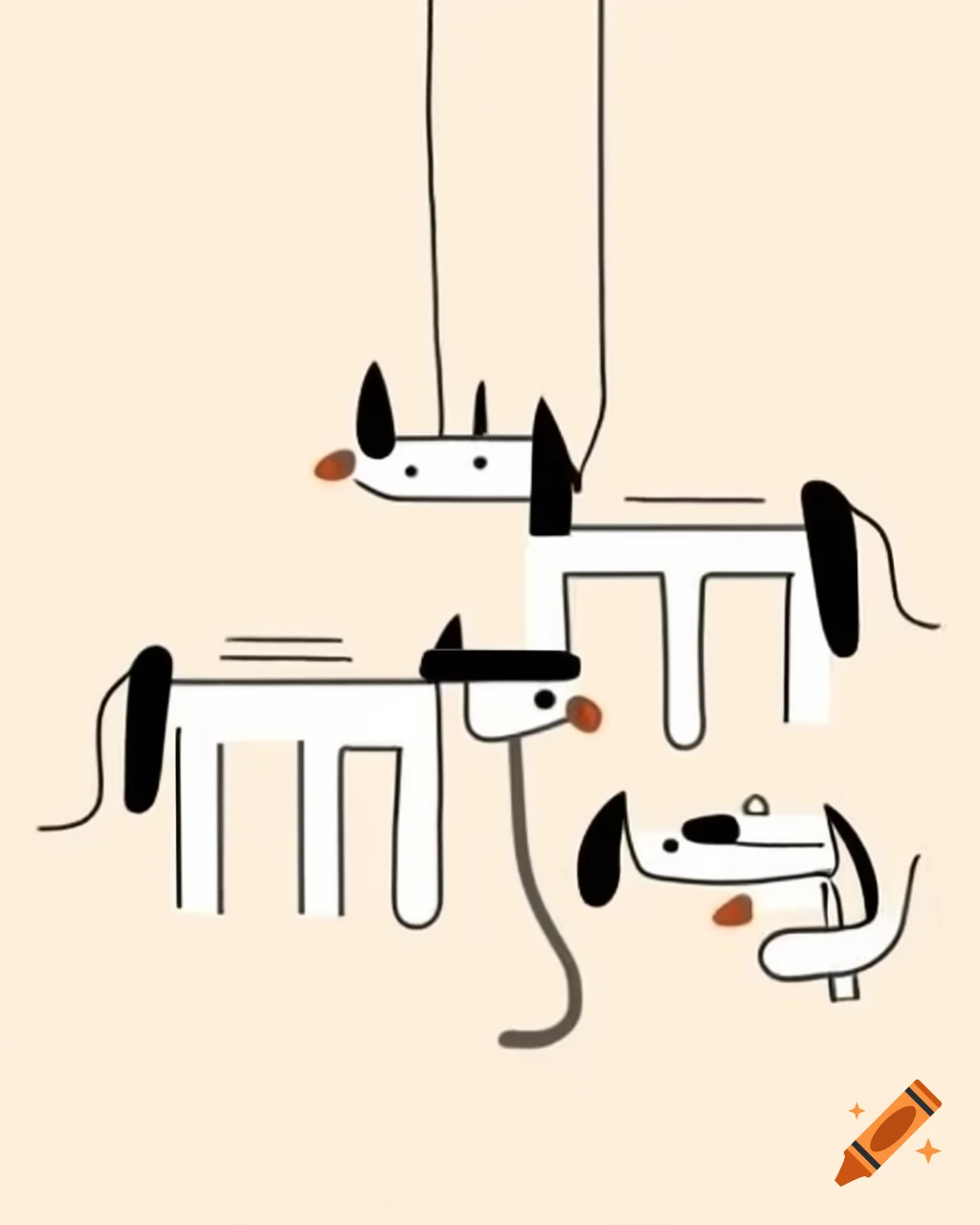 Minimalistic depiction of dogs with ties