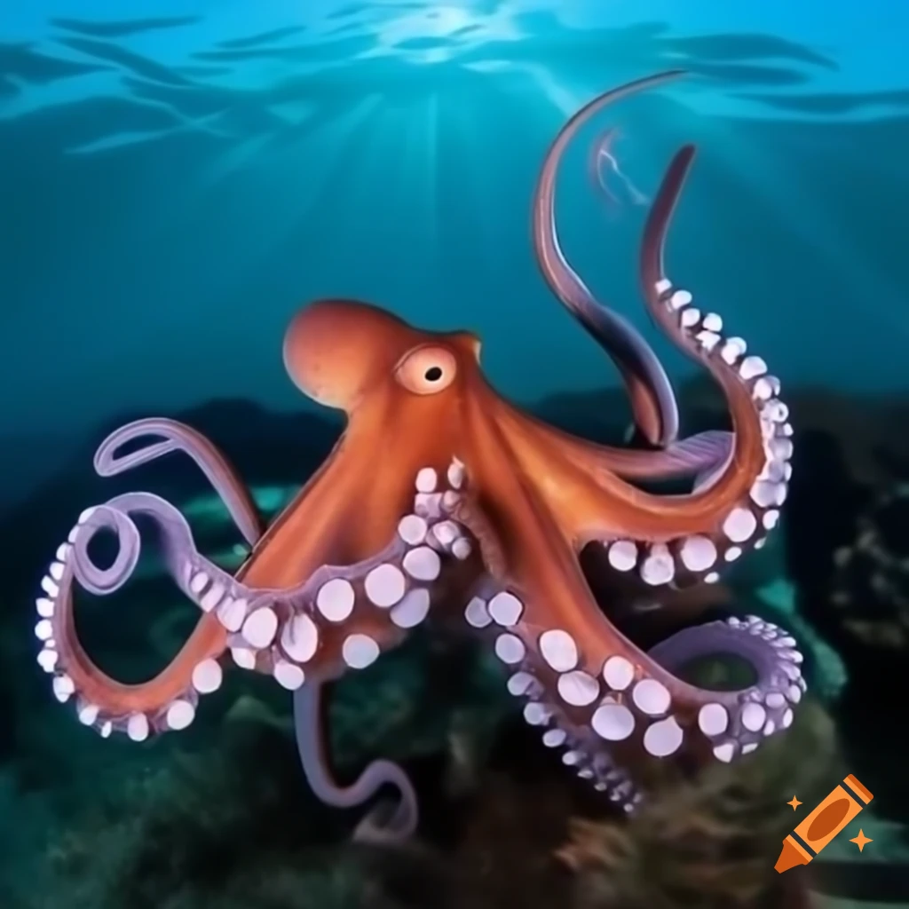 High-definition underwater footage of vibrant octopus exploring ocean floor