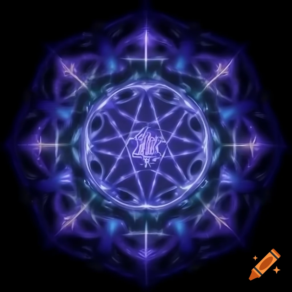 Magical glowing arcane runes and geometric shapes in circular design
