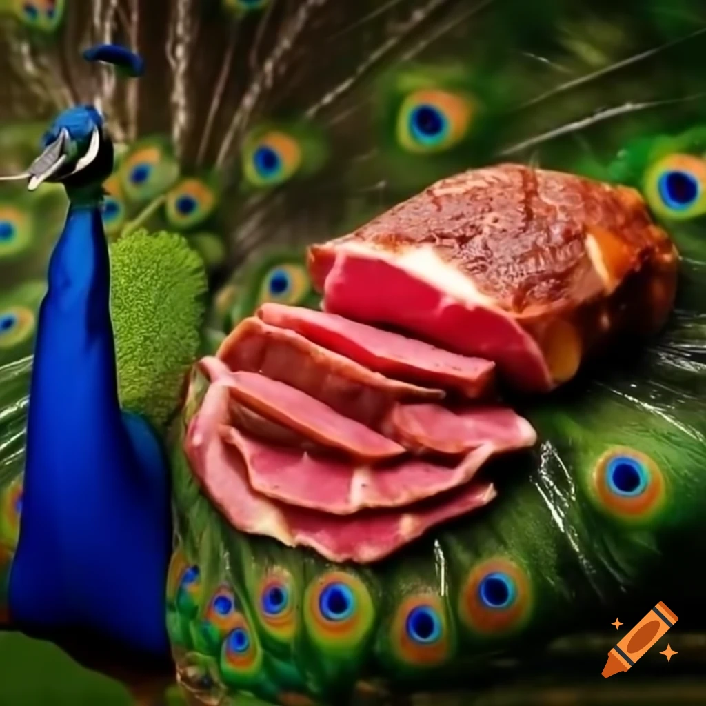 A peacock displaying its feathers prominently