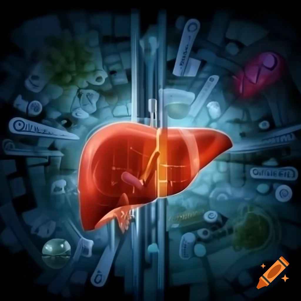 Illustration Of Liver With Factory like Interior Featuring Enzyme GDH illustration-of-liver-with-factory-like-interior-featuring-enzyme-gdh