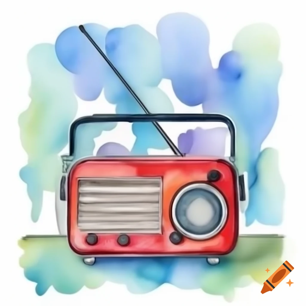 Public radio broadcasting day illustrated in watercolor