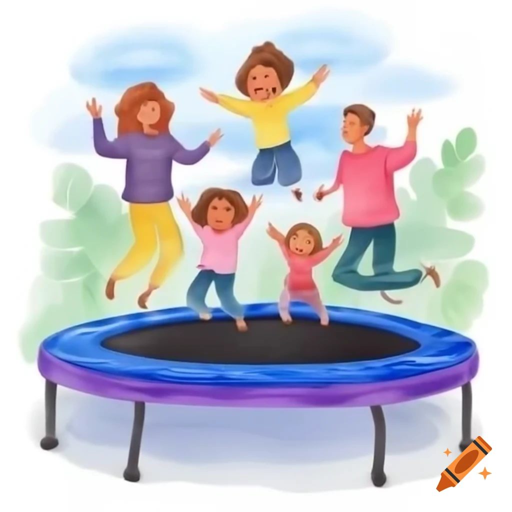Family enjoying time on a trampoline