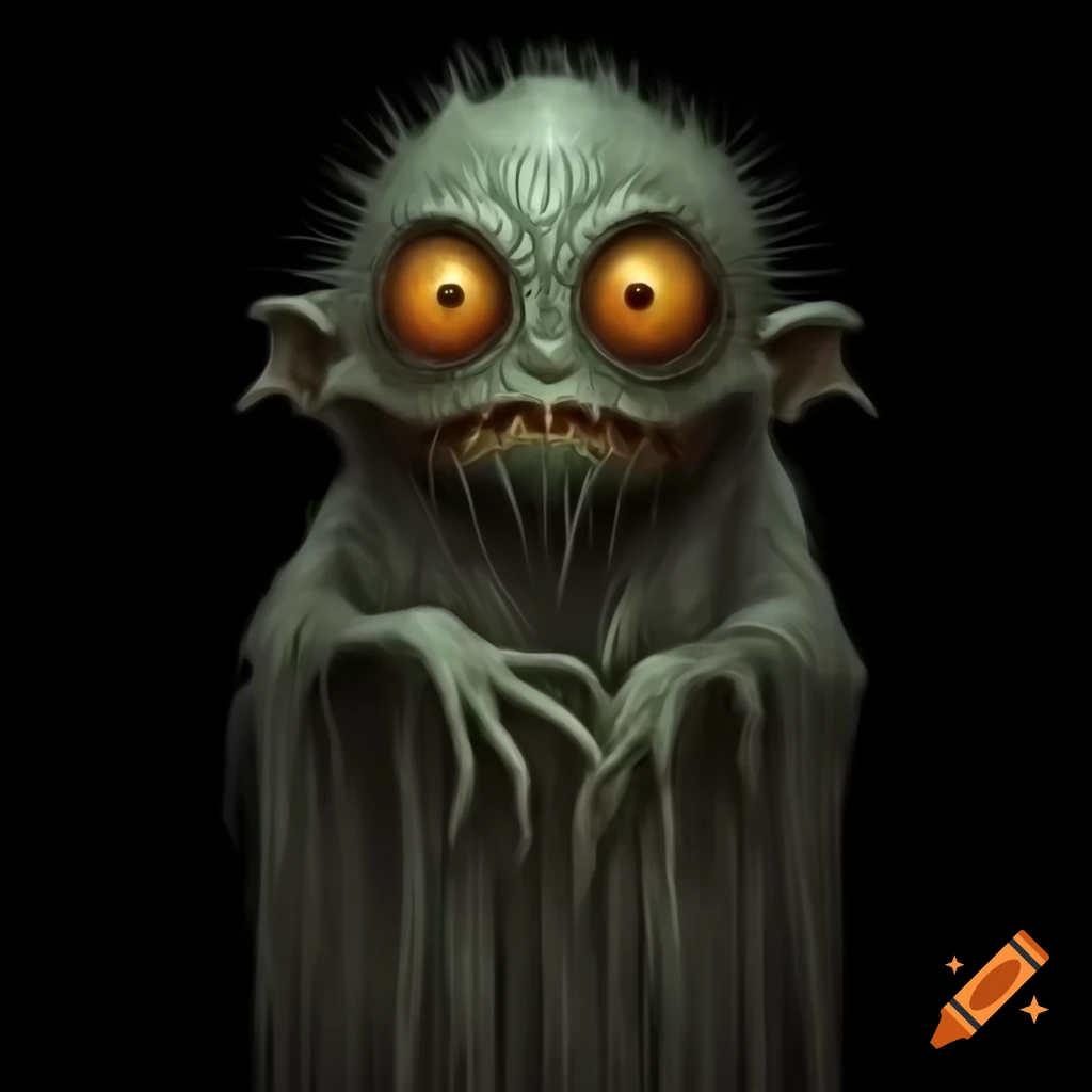 Spooky creature on black background