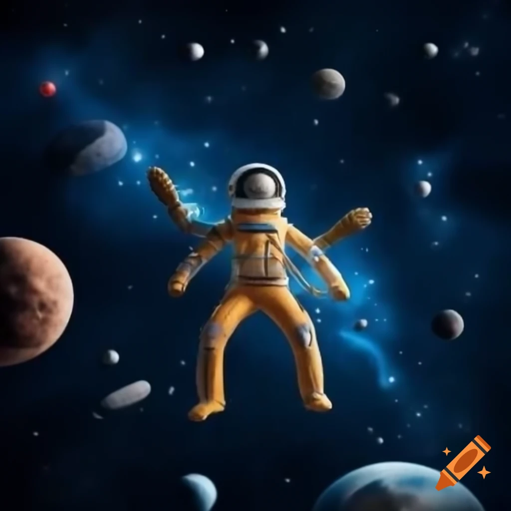 Asian man in outer space