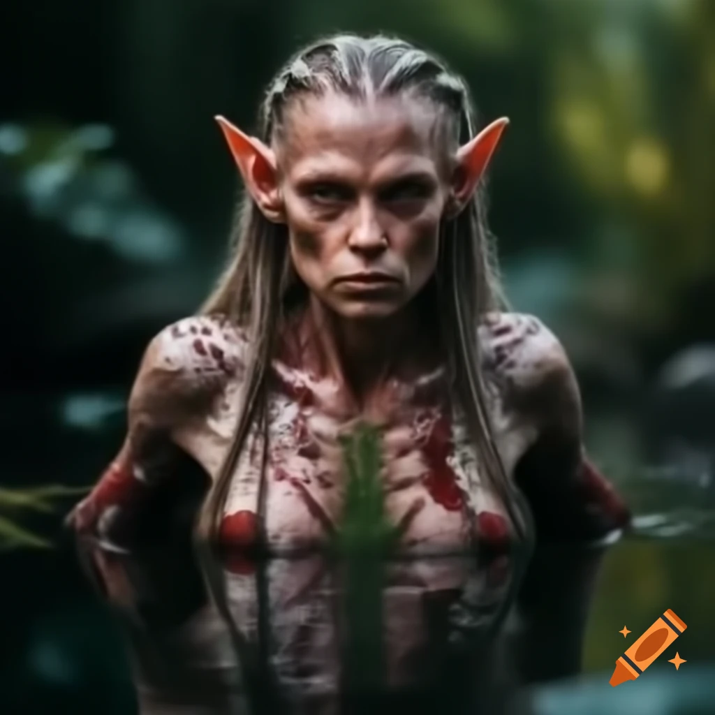 Photo realistic humanoid elf with water magic mastery