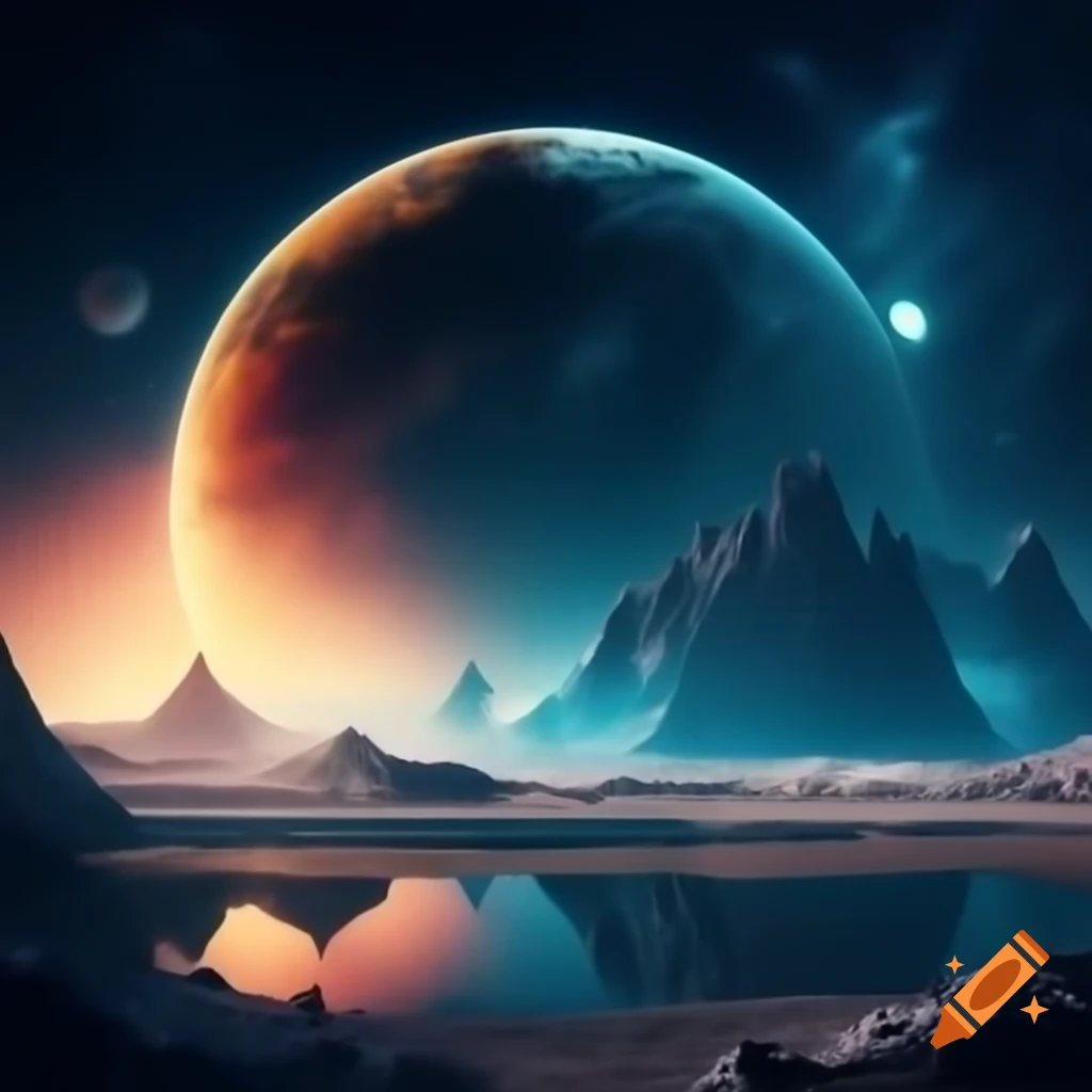 Sci-fi landscape inspired by 1998 aesthetics