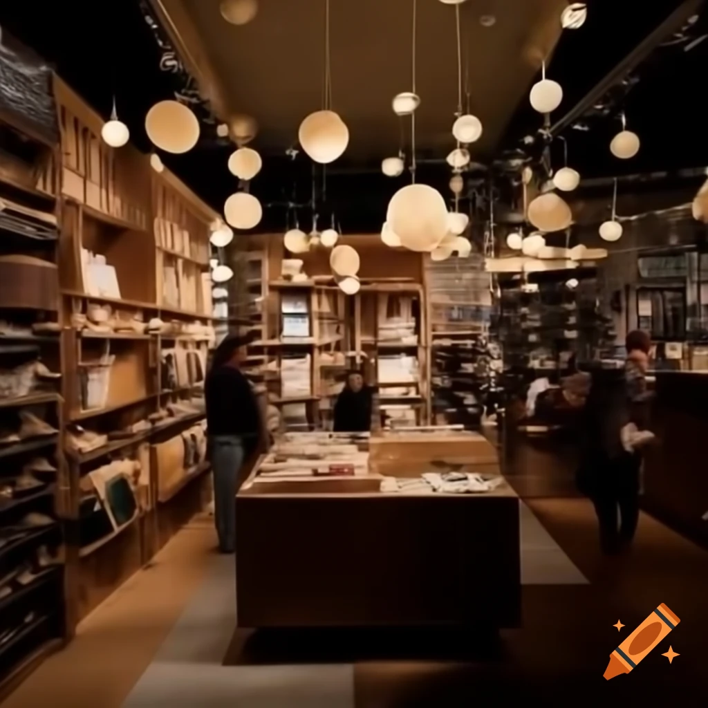 Light store with happy patron shopping