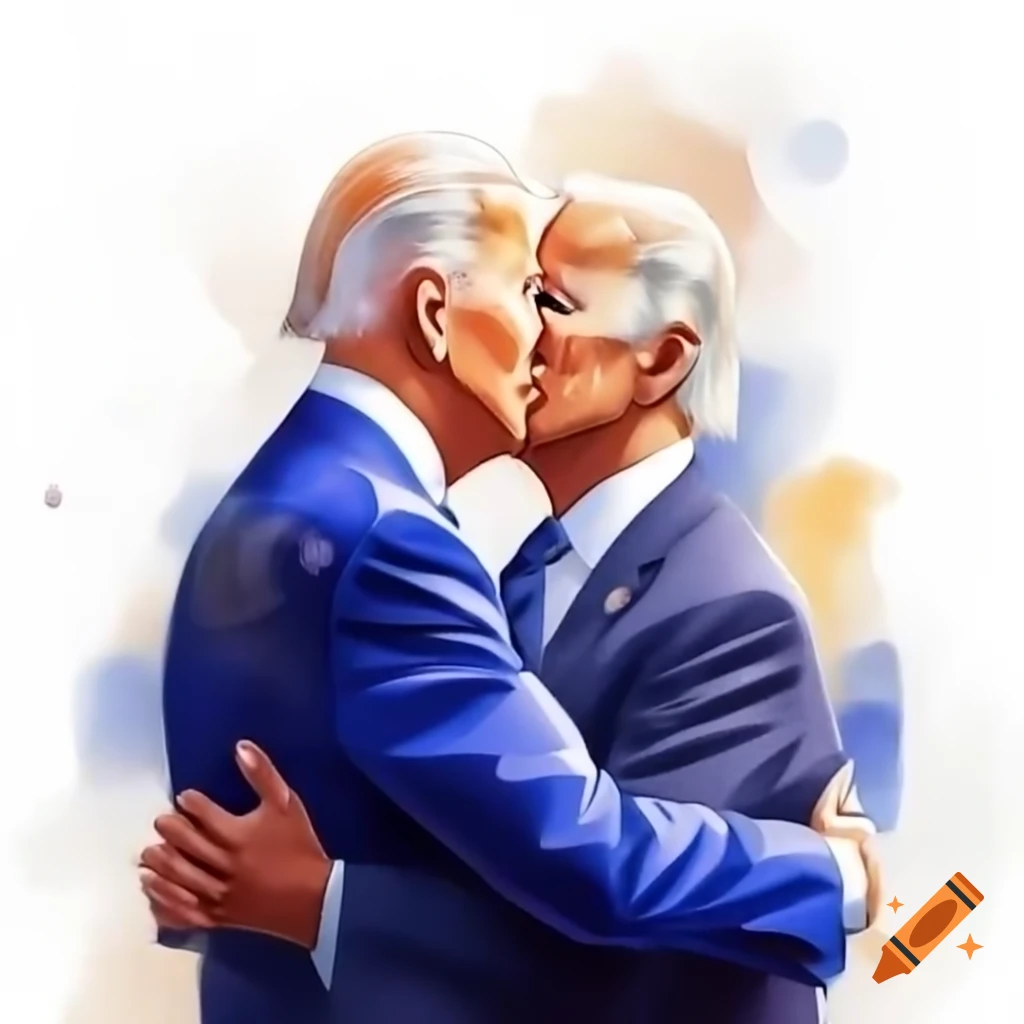 Biden illustrated with exaggerated yaoi-style hands