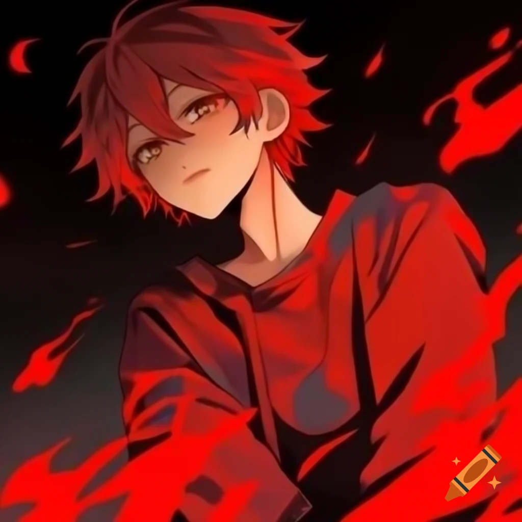 Anime boy character featuring red as the main color