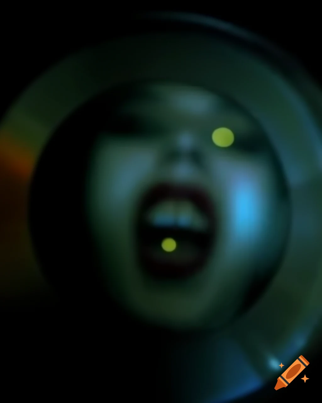 Ethereal woman apparition in analogue horror style captured on trailcam footage