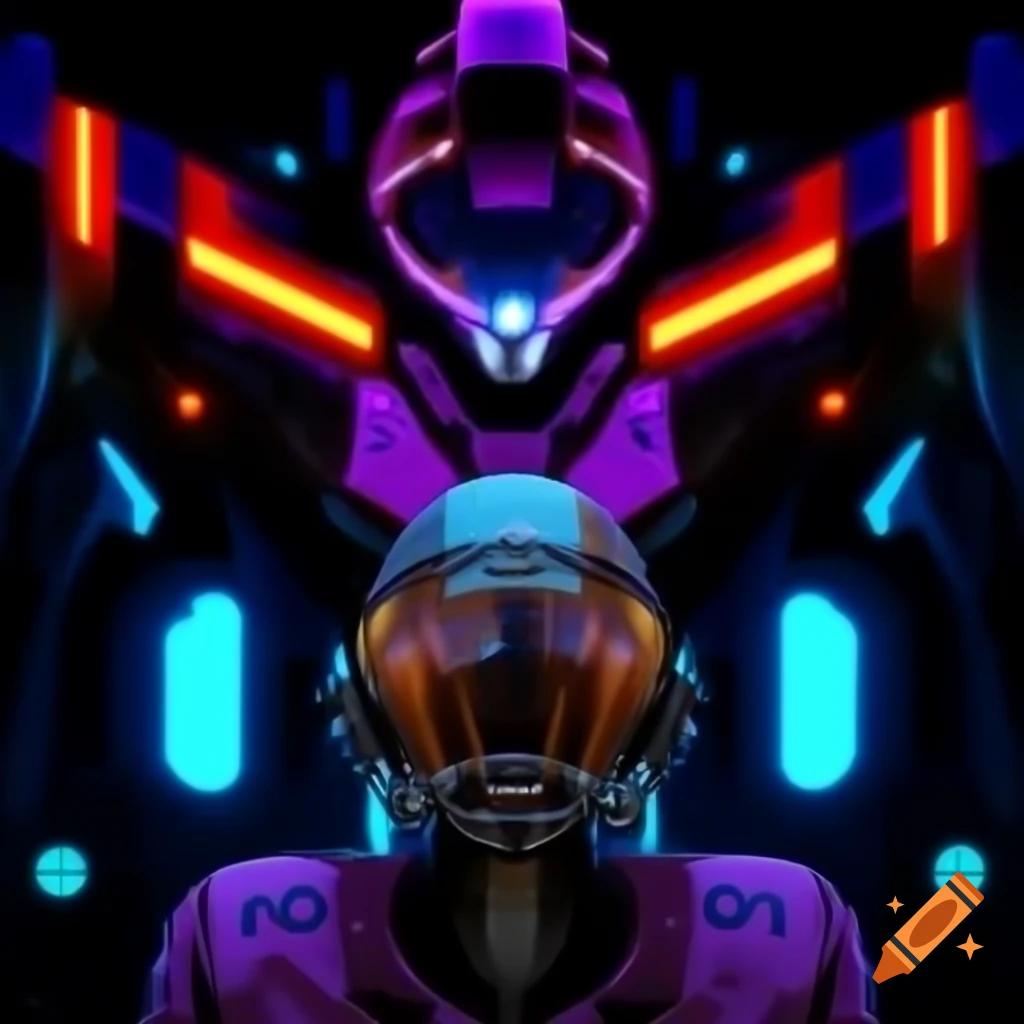 NFL player De'Von Achane piloting mech from Neon Genesis Evangelion, digital art