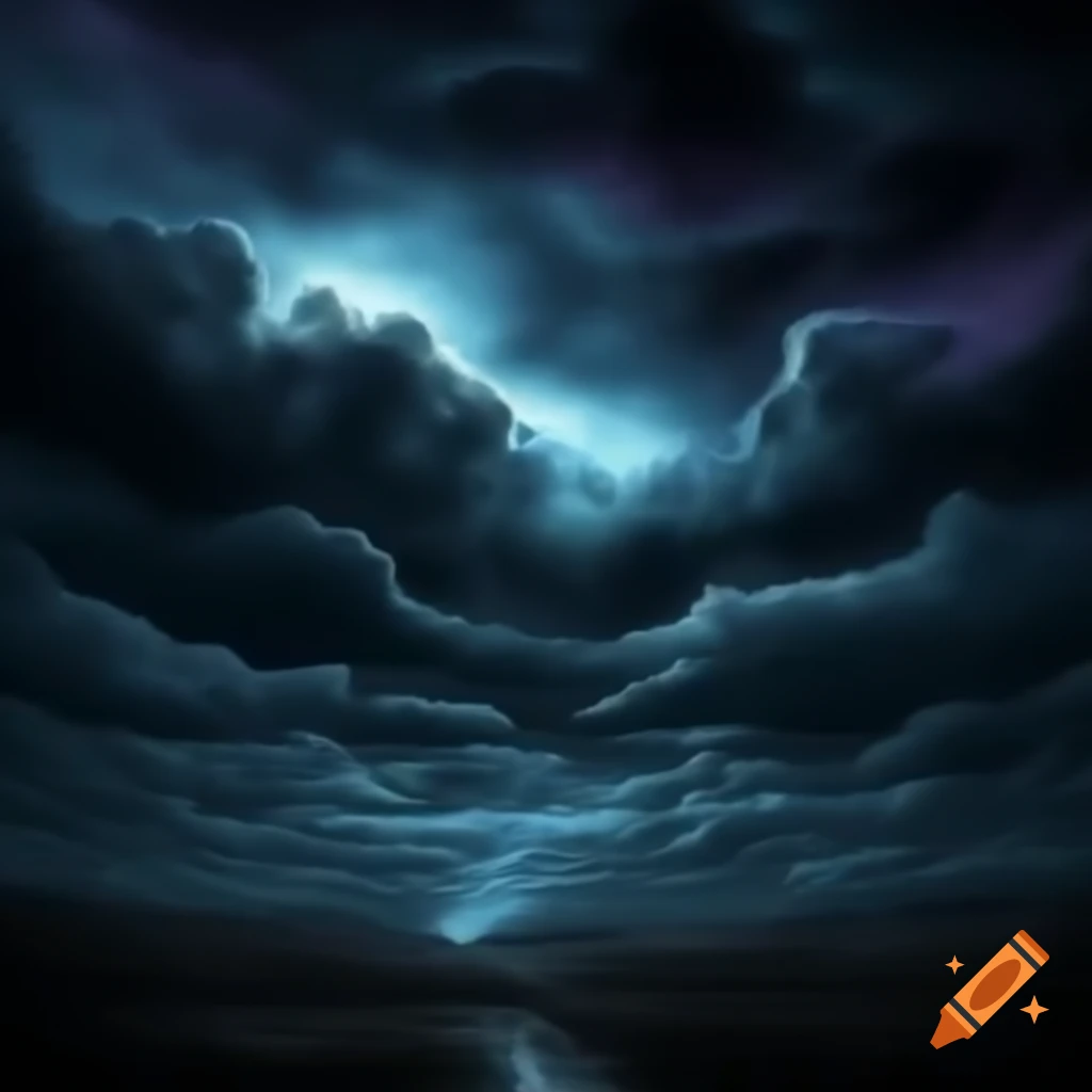 Dark and stormy psychedelic night sky