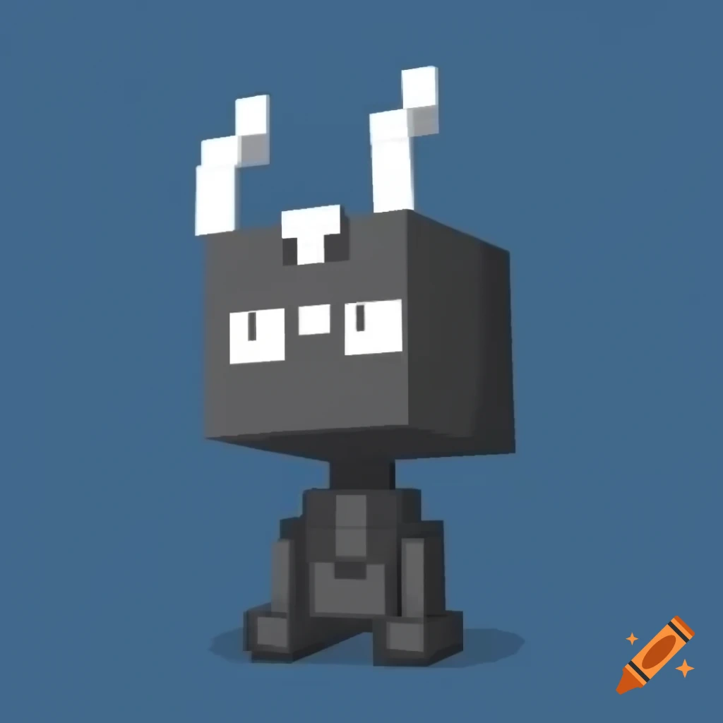 Gray Minecraft Enderman with white eyes and horns