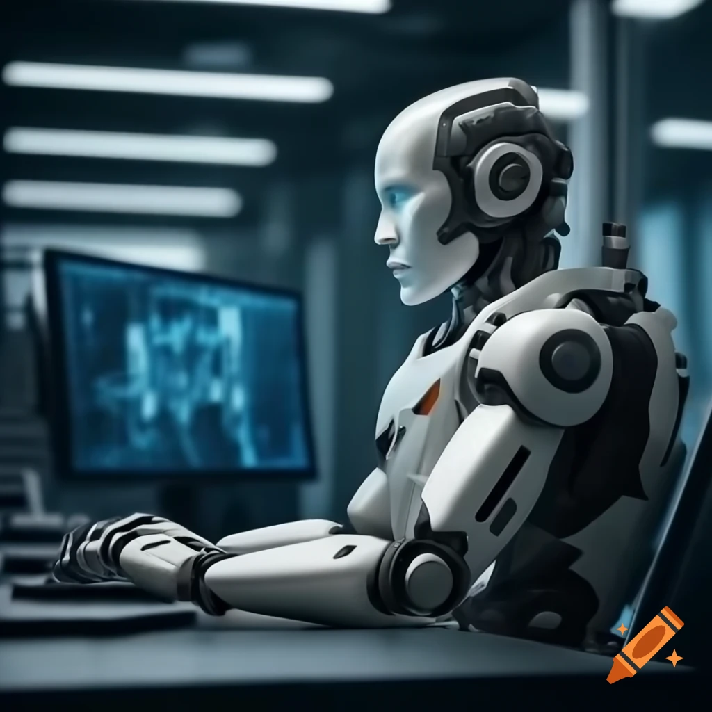 AI robot in a modern office setting