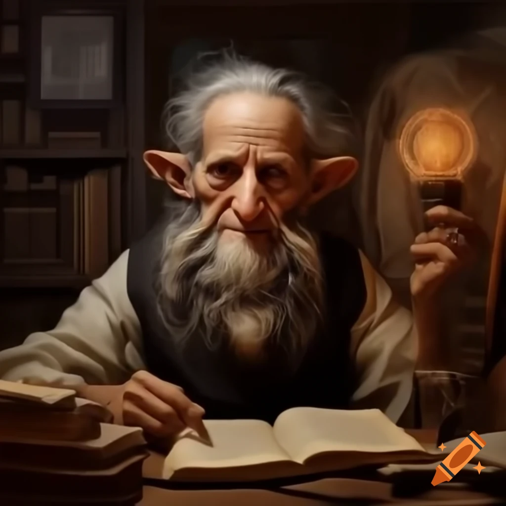 Thoughtful man reading book with mysterious creature behind him
